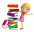 Kid girl with Bookstack Royalty Free Stock Photo
