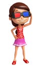 Kid girl with 3D goggle Royalty Free Stock Photo