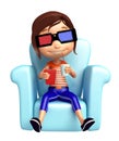 Kid girl with 3D goggle Royalty Free Stock Photo