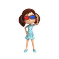 Kid girl with 3D goggle Royalty Free Stock Photo