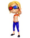 Kid girl with 3D goggle Royalty Free Stock Photo