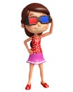 Kid girl with 3D goggle Royalty Free Stock Photo