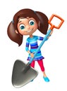 Kid girl with Digging shovel