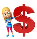 Kid girl with dollar sign Royalty Free Stock Photo