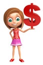 Kid girl with dollar sign Royalty Free Stock Photo