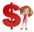 Kid girl with dollar sign Royalty Free Stock Photo