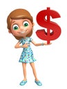 Kid girl with dollar sign Royalty Free Stock Photo