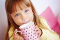 Kid girl drinking milk Royalty Free Stock Photo