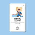 kid girl easter vector