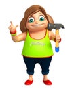 Kid girl with Hammer Royalty Free Stock Photo