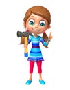 Kid girl with Hammer Royalty Free Stock Photo