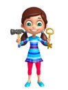 kid girl with; Key & Hammer Royalty Free Stock Photo