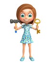 Kid girl with Key and Hammer Royalty Free Stock Photo