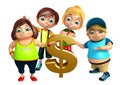 kid girl and kid boy with dollar sign Royalty Free Stock Photo