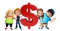 Kid girl and kid boy with dollar sign Royalty Free Stock Photo