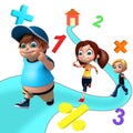 Kid girl and kid boy with Math sign Royalty Free Stock Photo