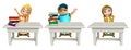 Kid girl and kid boy with Table chair and books Royalty Free Stock Photo