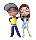 Kid girl and kid boy with Thums up pose Royalty Free Stock Photo
