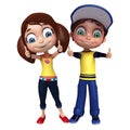 Kid girl and kid boy with Thums up pose Royalty Free Stock Photo