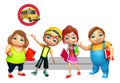 Kid girl and kid boy with waiting for school bus Royalty Free Stock Photo