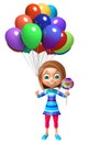 Kid girl with Lollypop and Balloon