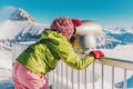 Little kid girl resting in mountains Royalty Free Stock Photo