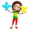 Kid girl with Math sign Royalty Free Stock Photo