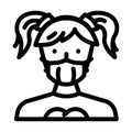 kid girl medical mask line icon vector illustration