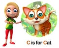 Kid Girl pointing Cat Royalty Free Stock Photo