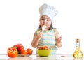 Kid girl preparing healthy food Royalty Free Stock Photo