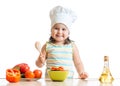 Kid girl preparing healthy food Royalty Free Stock Photo