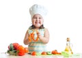 Kid girl preparing healthy food in the kitchen Royalty Free Stock Photo