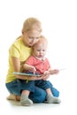 Kid girl reading book to her brother Royalty Free Stock Photo