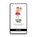 kid girl road vector