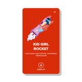 kid girl rocket vector