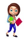 Kid girl with School bag and Book