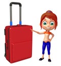 Kid girl with Traveling Bag Royalty Free Stock Photo