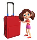 Kid girl with Traveling Bag Royalty Free Stock Photo