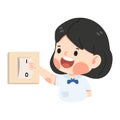Kid girl Turning Off Light Using Switch Royalty Free Stock Photo