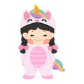 Kid girl unicorn costume cartoon