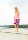 Kid - girl walking on roof Royalty Free Stock Photo