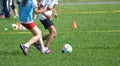 Kid girls play football Royalty Free Stock Photo