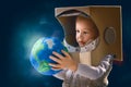 Kid with globe Royalty Free Stock Photo