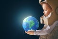 Kid with globe