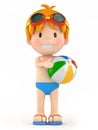 Kid with goggles and inflatable ball