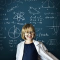 Kid Gown Smiling Childhood Math Concept Royalty Free Stock Photo