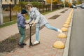 Kid and grandmother having fun, walking outside Royalty Free Stock Photo