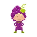 Kid In Grapes Costume. Vector Illustration Royalty Free Stock Photo