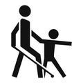 Kid guide blind man icon, simple style