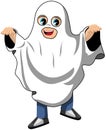 Kid with Halloween Ghost Costume